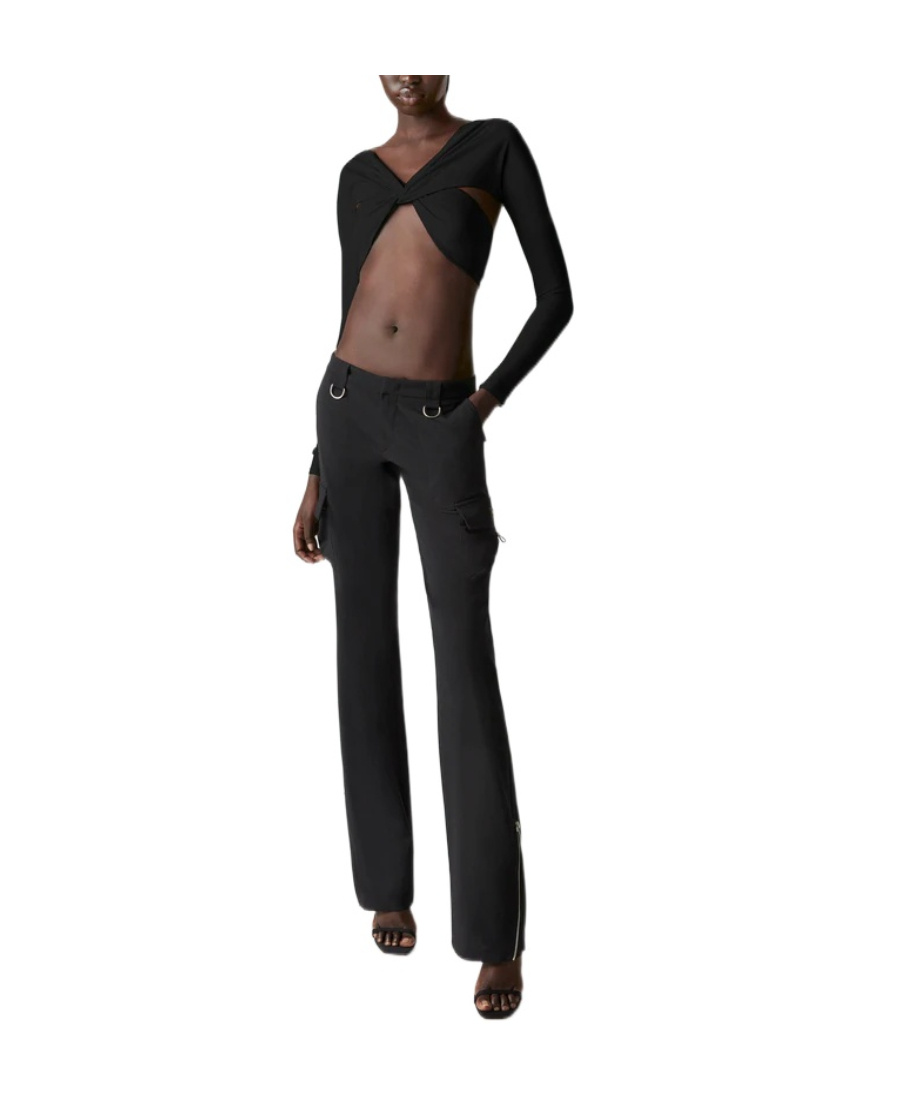 Coperni Ruched Cropped Top In Black