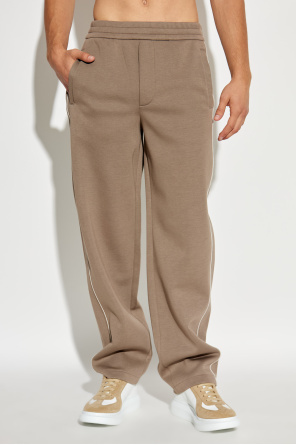 Emporio Armani Elastic Waist Sweatpants In Brown