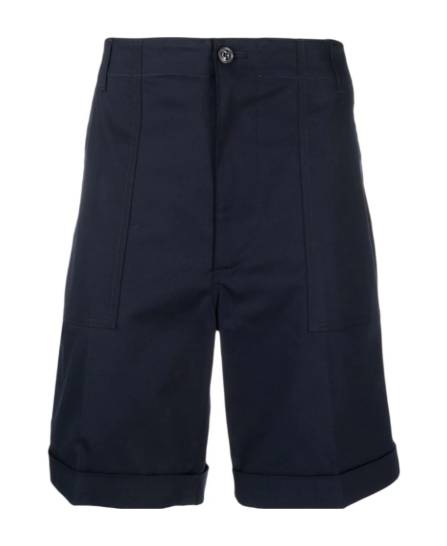 Moncler Pressed-crease Cotton Shorts In Blue