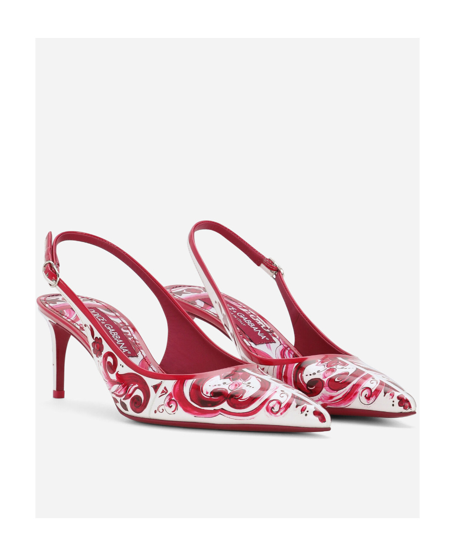 Dolce & Gabbana Lollo 60 Majolica Print Slingback Pumps In Red