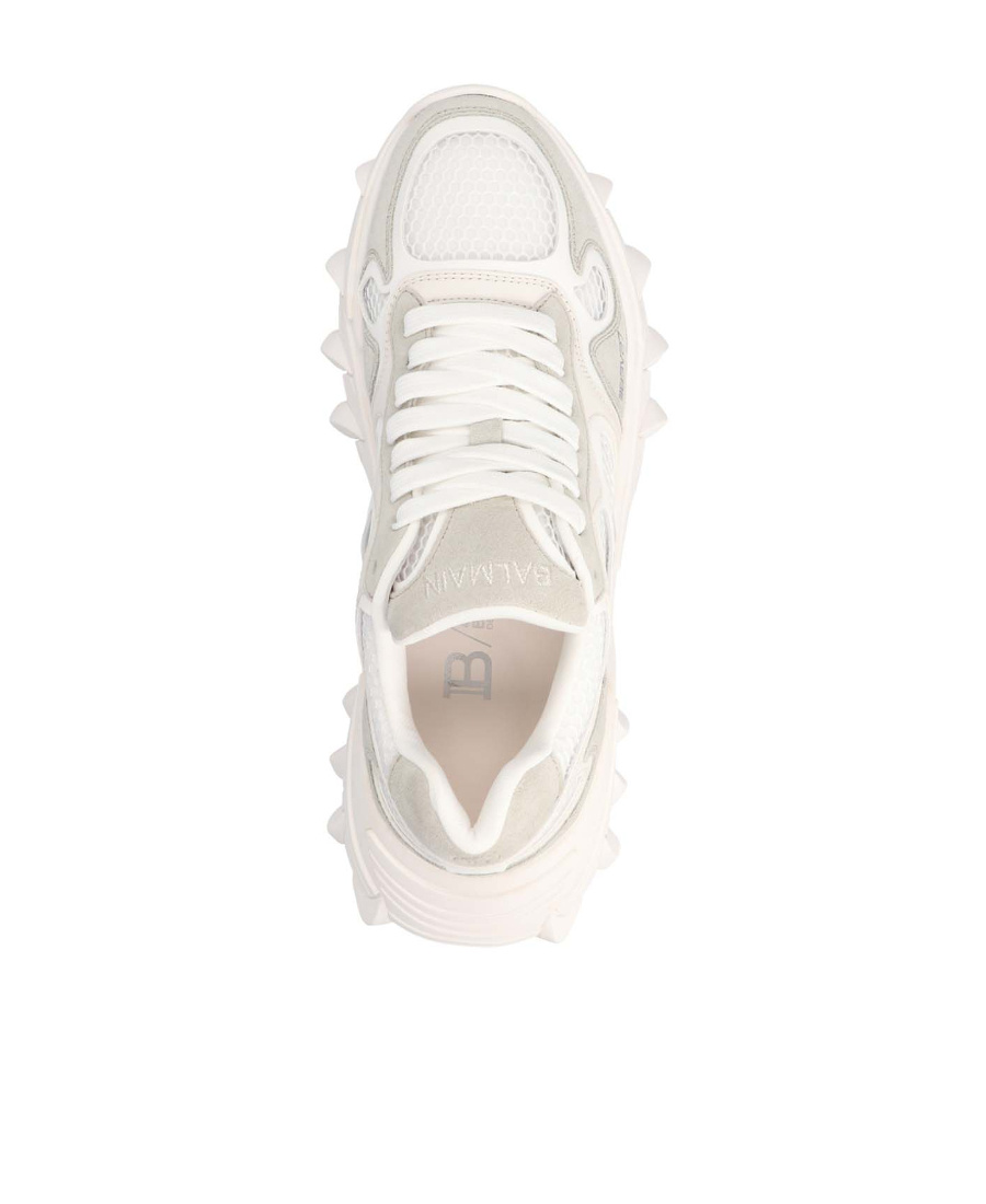 Balmain B-east Trainer In Leather, Suede And Mesh In White