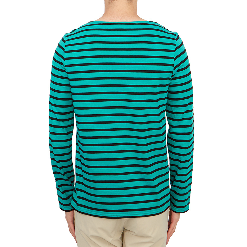 Saint James Striped Graphic T-shirt In Green