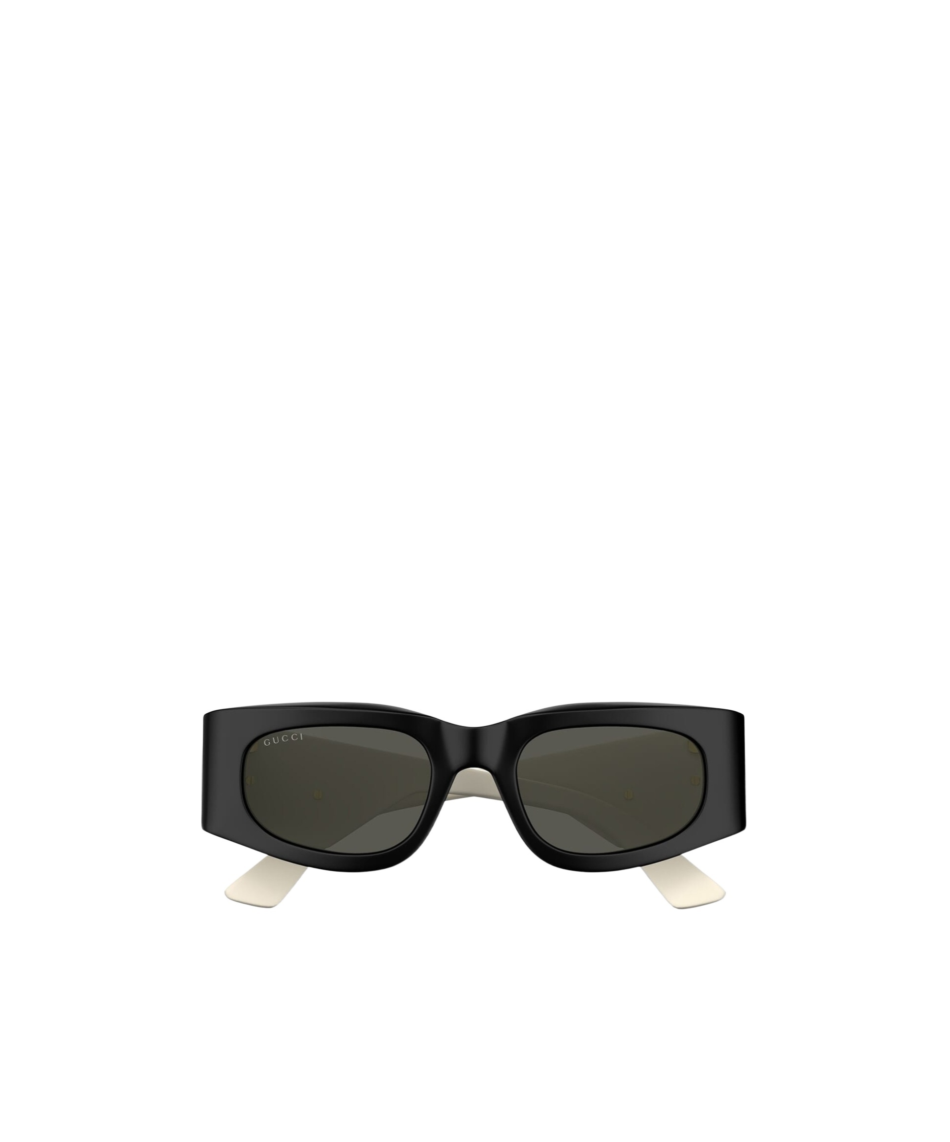 Gucci Gg1664s Linea Gg Logo 001 Black Ivory Grey Sunglasses In Black