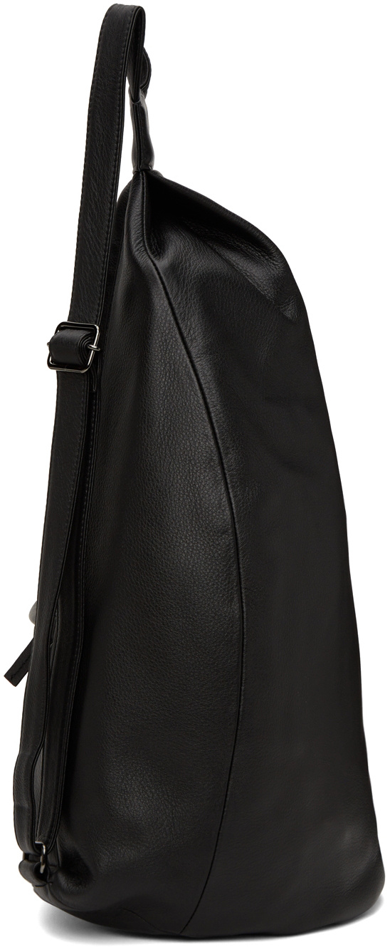 Yohji Yamamoto Logo-embossed Leather Backpack In Black
