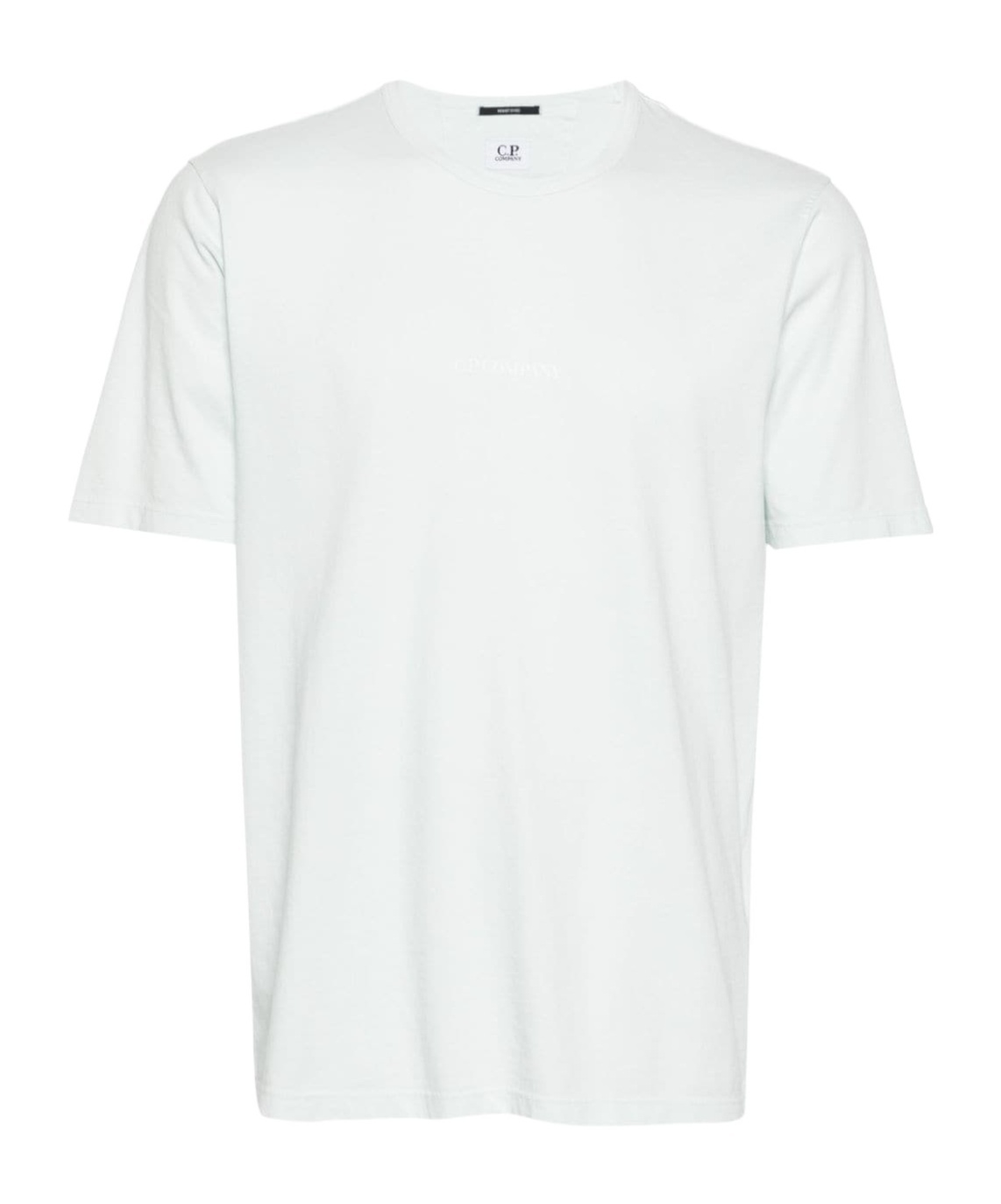 C.p. Company White T-shirt With Logo Embroidered On The Front Tone-on-tone In Cotton Man In White