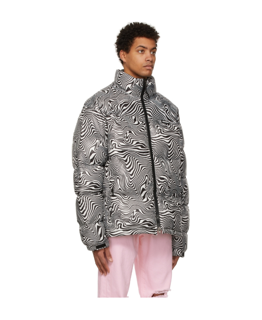 Vetements Logo Pattern Down Jacket In Gray