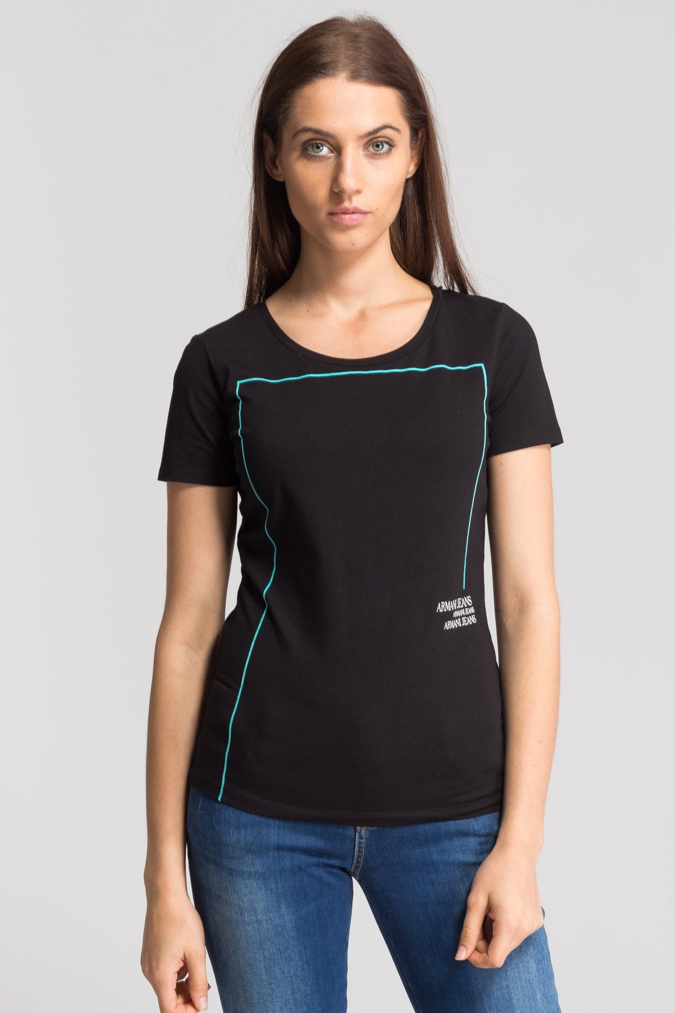 Shop Armani Jeans Logo T-shirt In Black