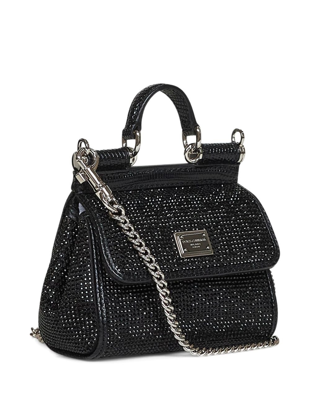 Dolce & Gabbana Dolce Gabbana Embellished Foldover Top Tote Bag In Black