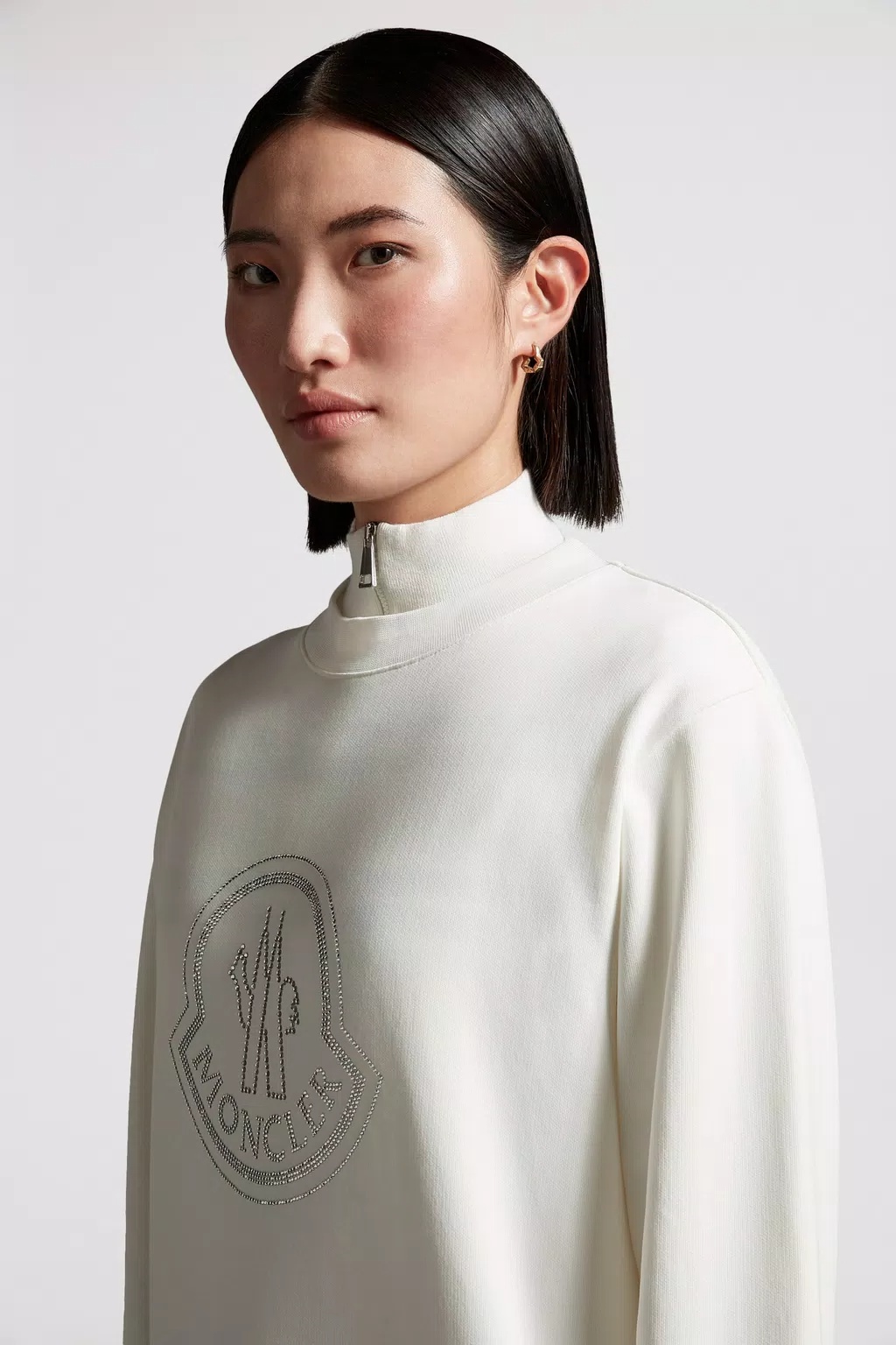 Moncler Logo Cotton-blend Jersey Sweatshirt In White