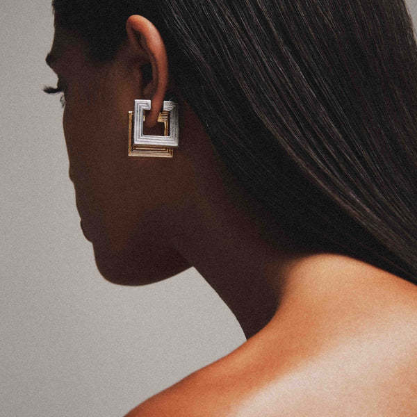 Ivi Logo Earrings In White