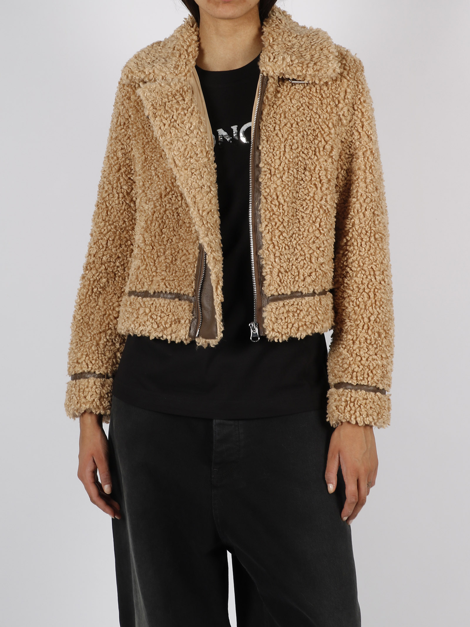 STAND STUDIO ZIP-UP FAUX-SHEARLING JACKET