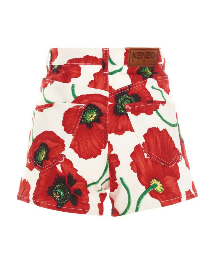 Kenzo Poppy-print Mini Shorts In Red