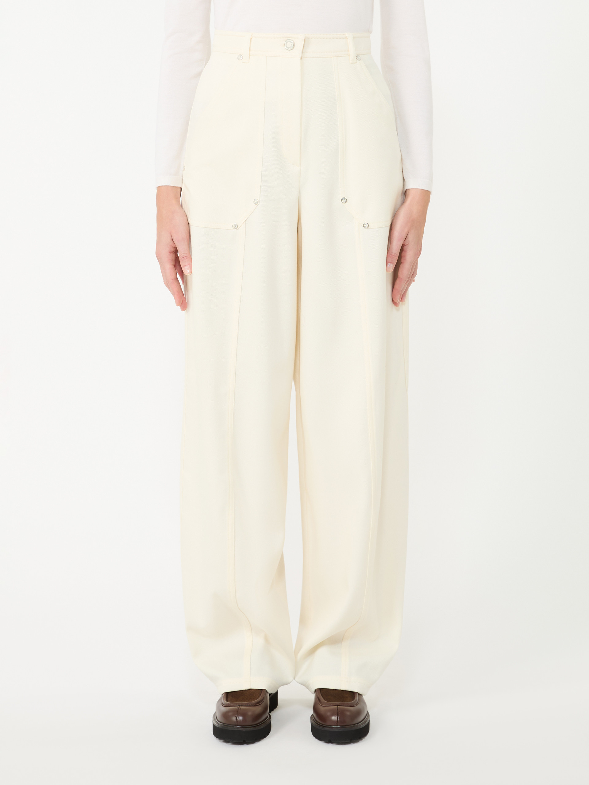 Max Mara Abetaia Pure Wool Trousers In White