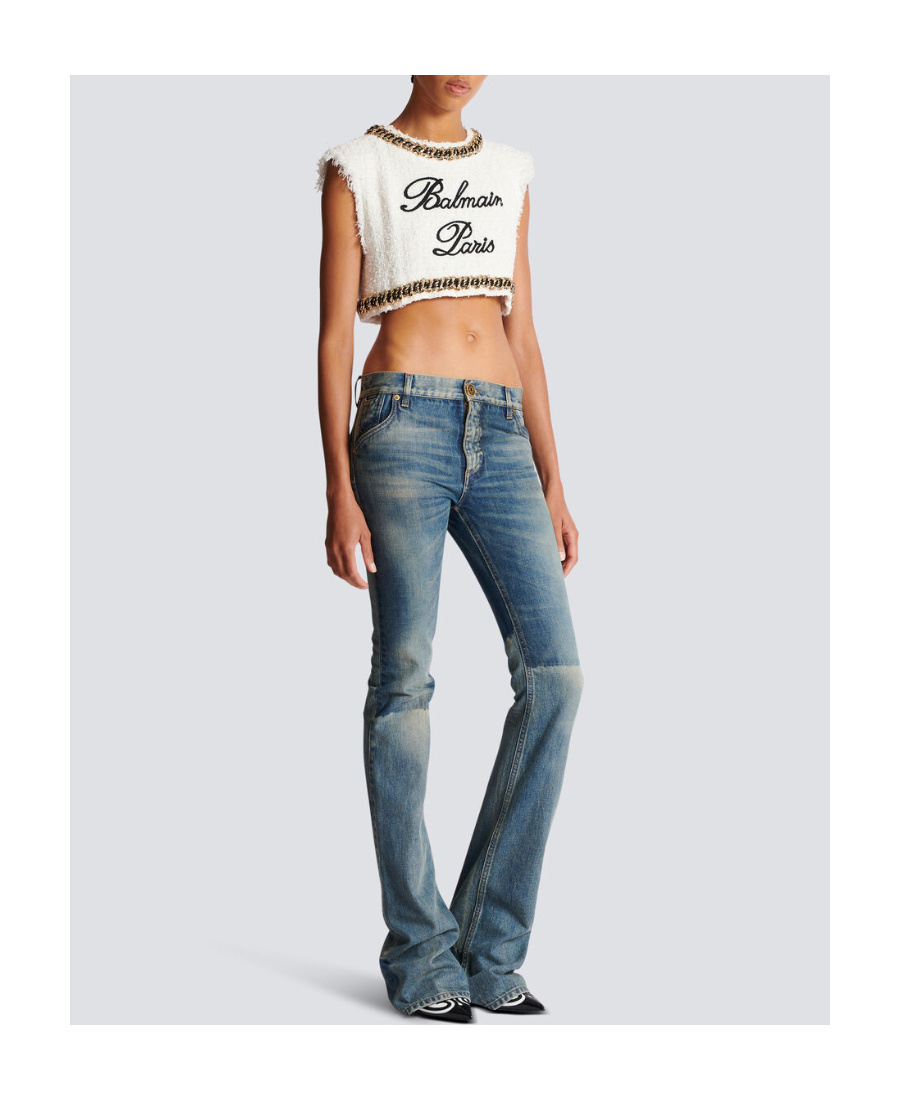 Balmain Western Low-rise Bootcut Jeans In Blue