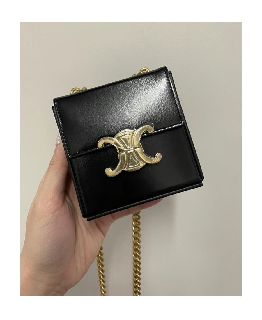 Celine Box Mini Leather Clutch In Black