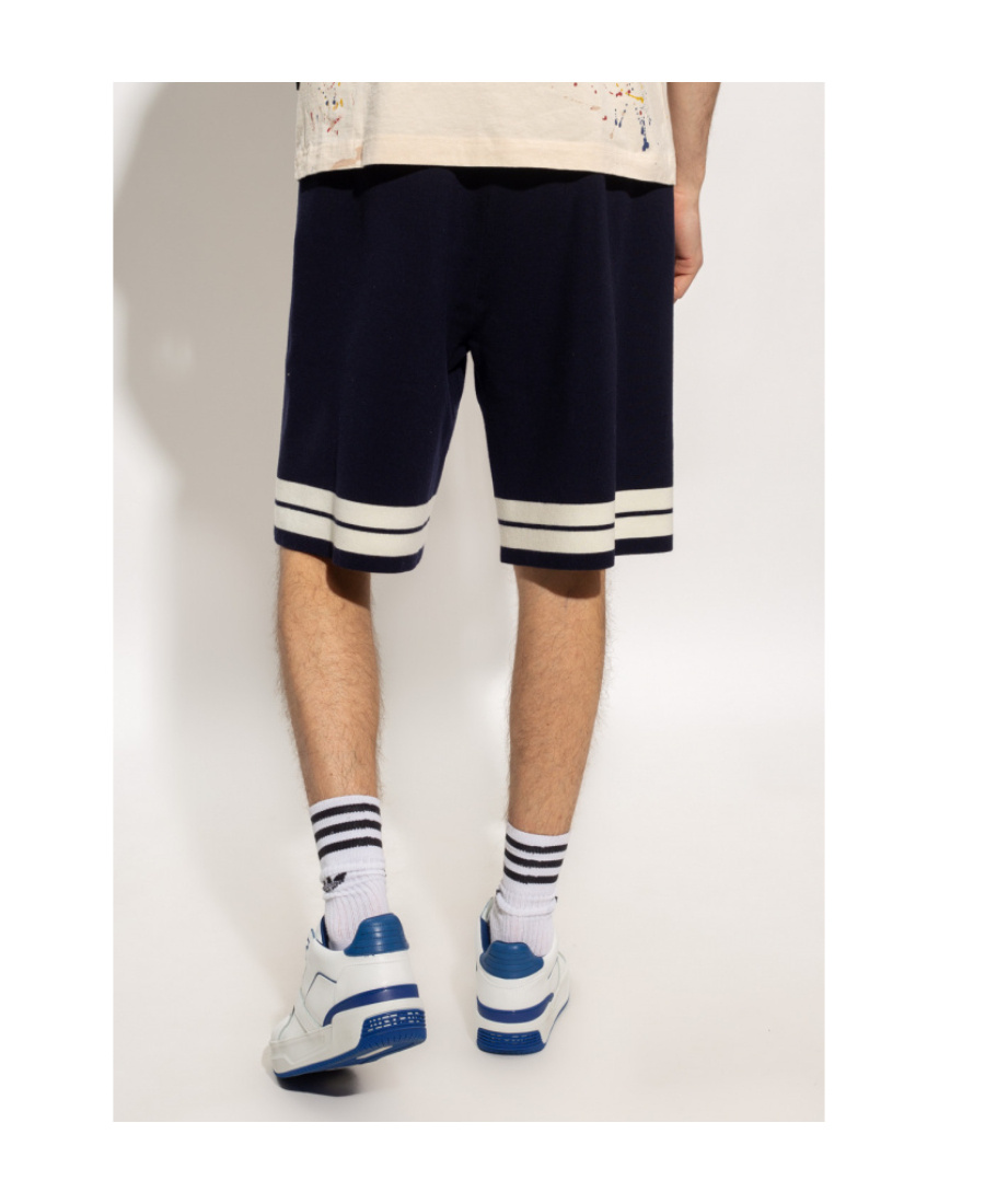 Palm Angels Horizontal-stripe Print Shorts In Black