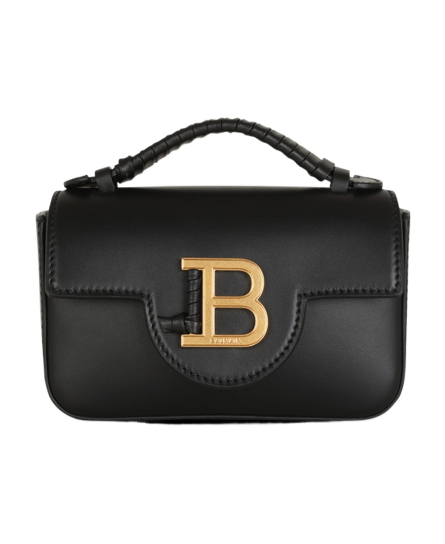 Balmain B-buzz 17 Mini Leather Shoulder Bag In Black