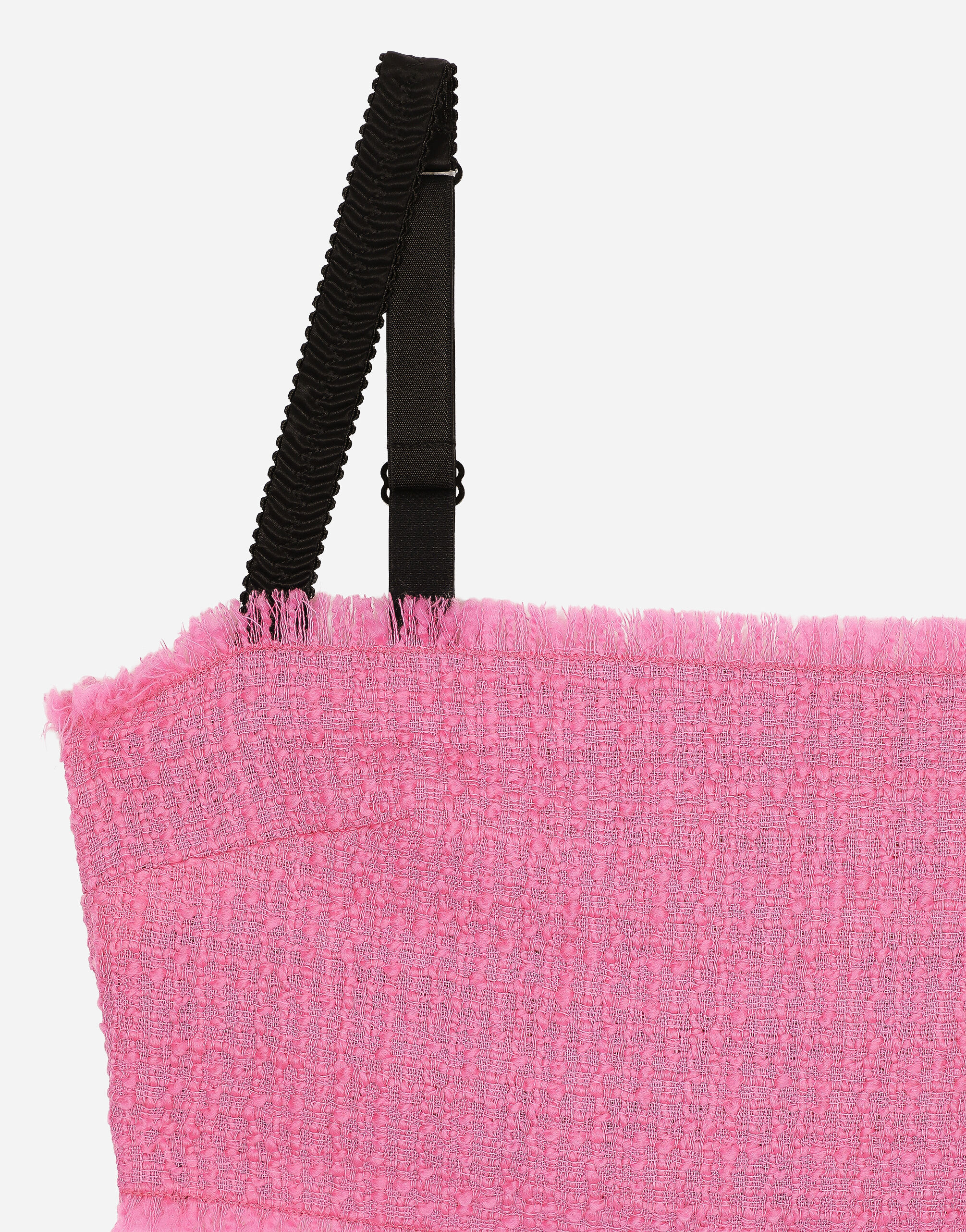 Dolce & Gabbana Raschel Tweed Crop Top With Straps In Pink