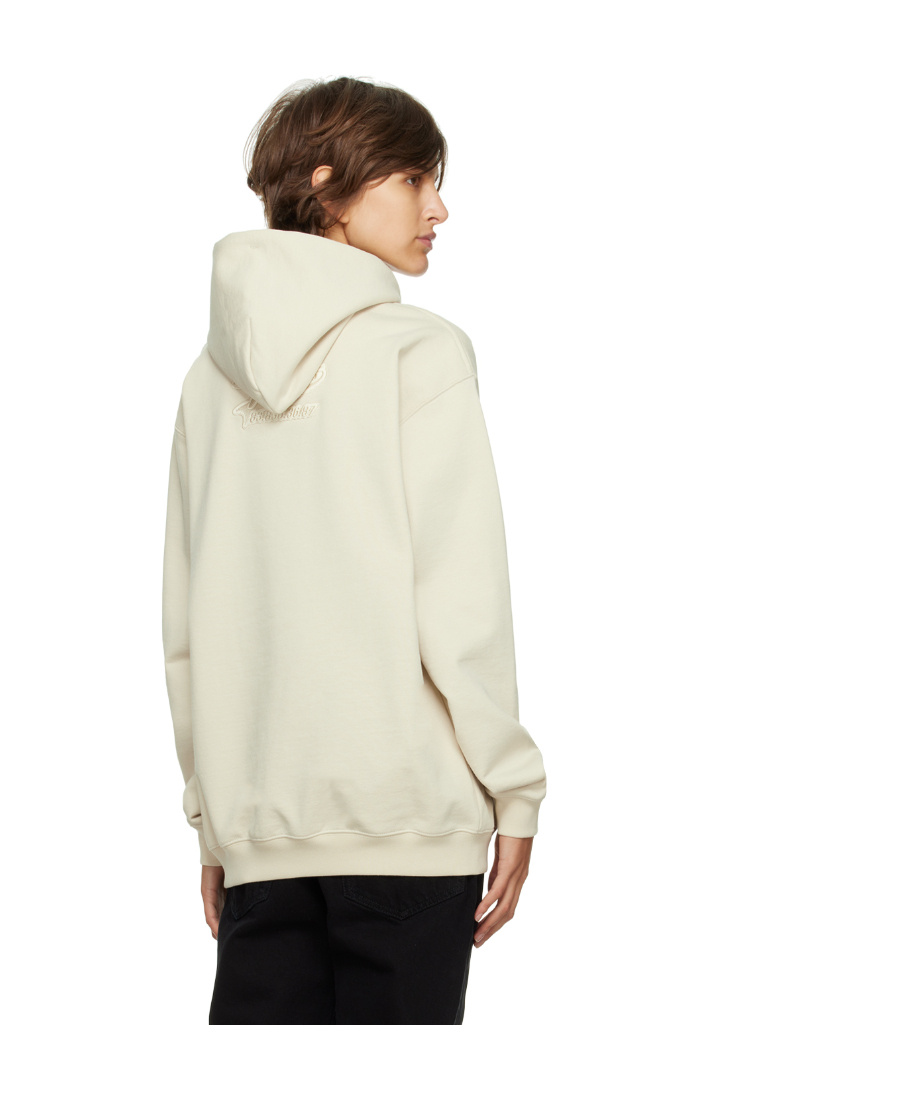 Shop Vtmnts Logo Embroidered Cotton Hoodie In White