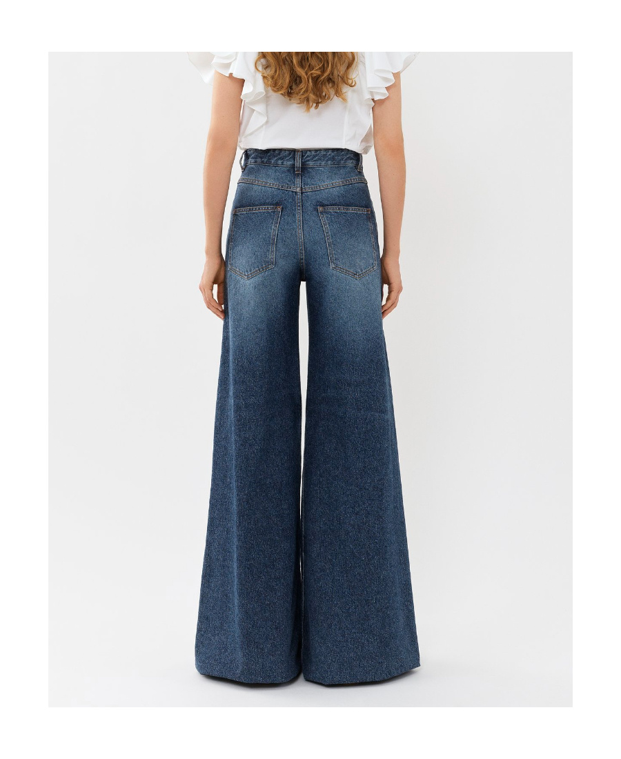 Chloé Chloe' Wide Leg Denim Jeans In Black