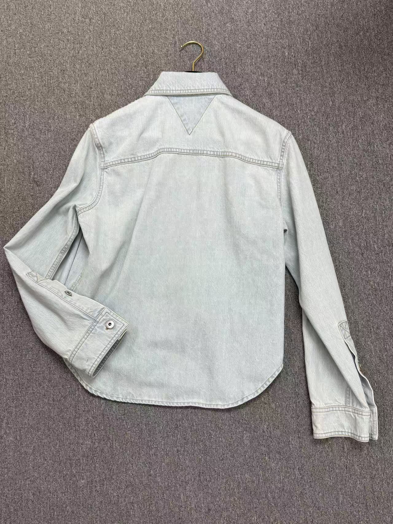 Bottega Veneta Long Sleeve Denim Shirt In White