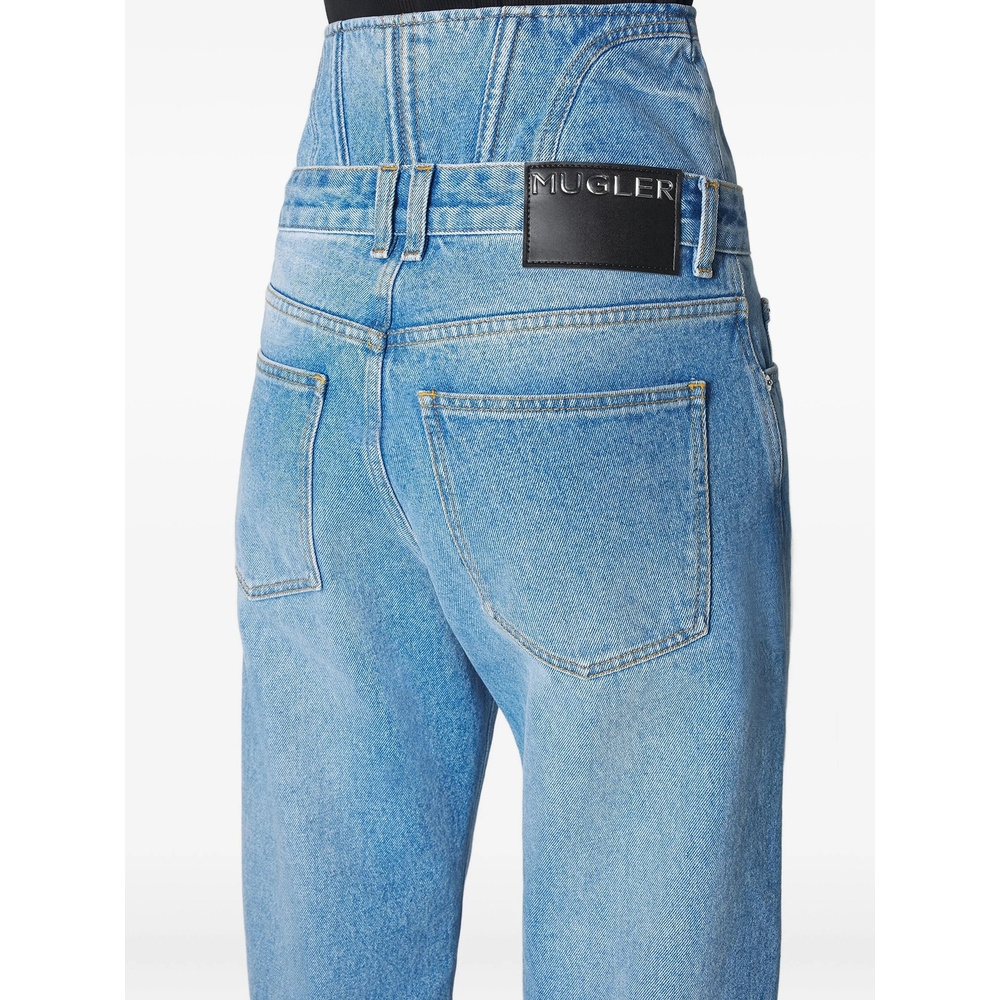 Mugler Fade Details Jeans Leggings In Blue
