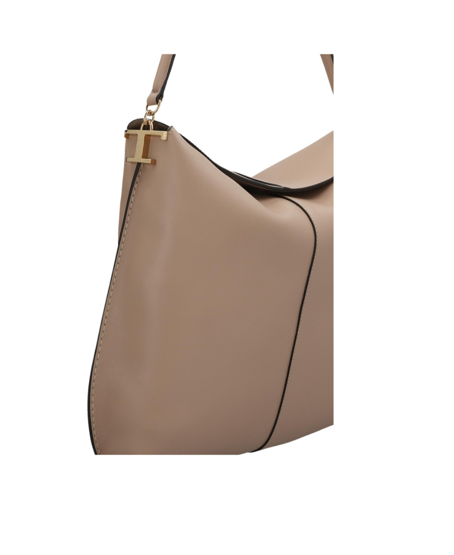 Tod's Logo Plaque Tote Bag In Nude