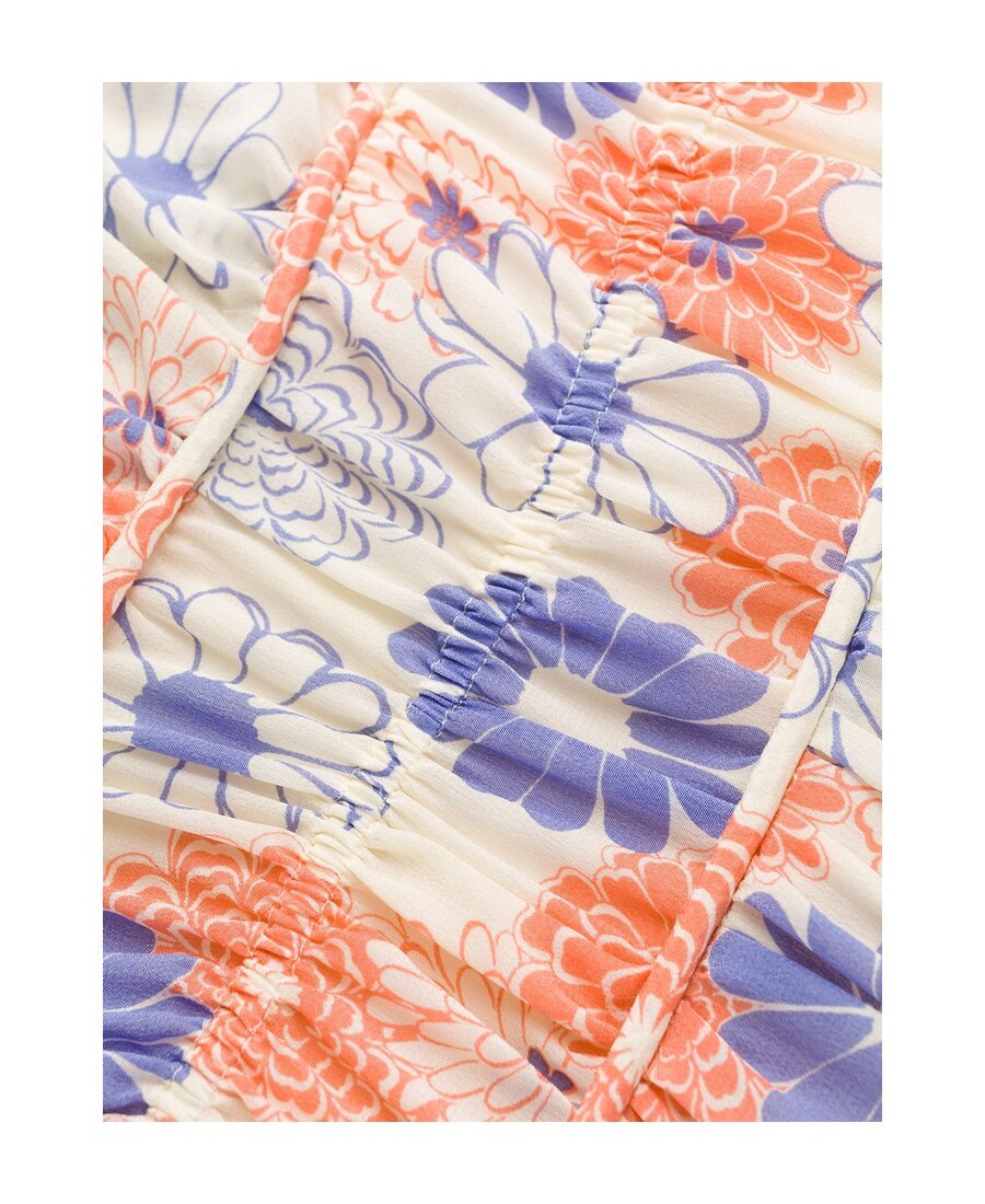 Kenzo A Short Sleeveless Dress With Plum Blossoms In White