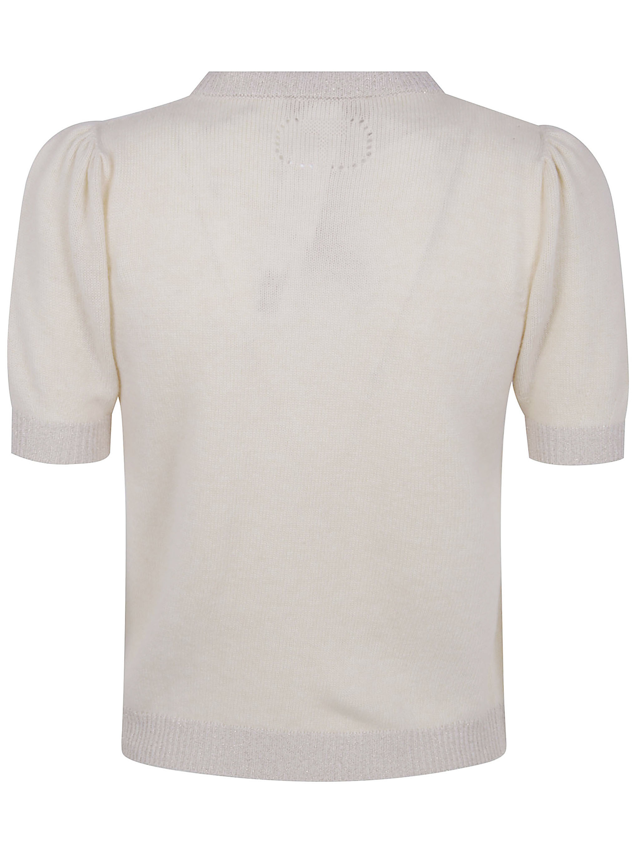 Twinset Short-sleeved Knitted Sweater In Neutral