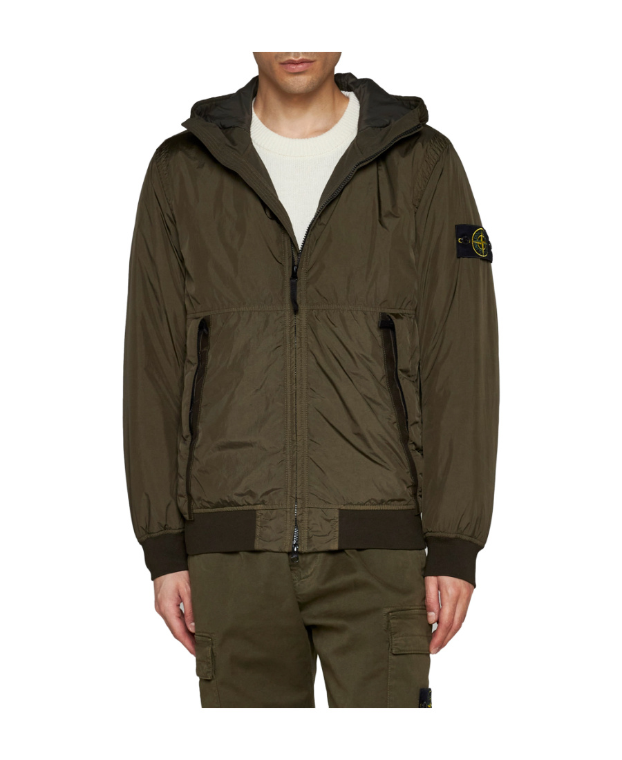 Stone Island Garment Dyed Crinkled Bomber Jacket In Green