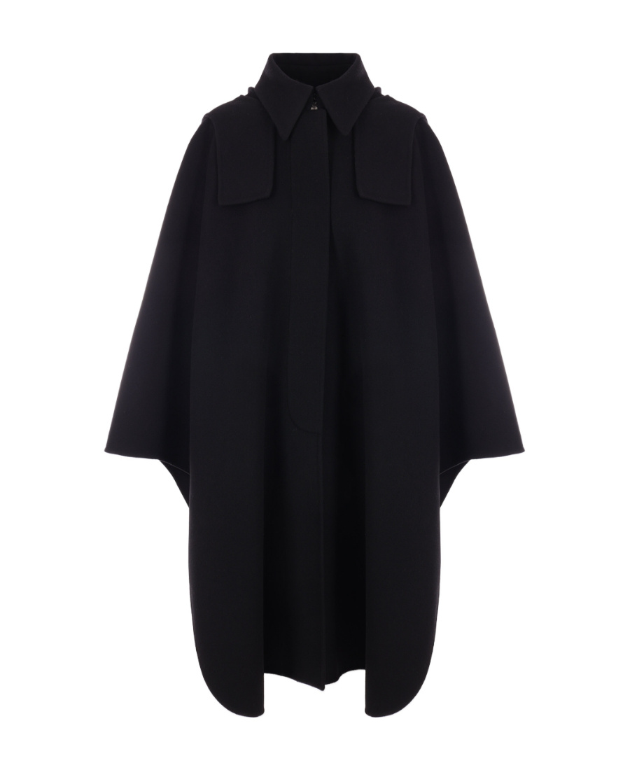 Chloé Hooded Cape Coat Black Size Xs/s 70% Wool, 30% Cashmere, Horn Bubalus Bubalis, Farmed, Coo India In Black