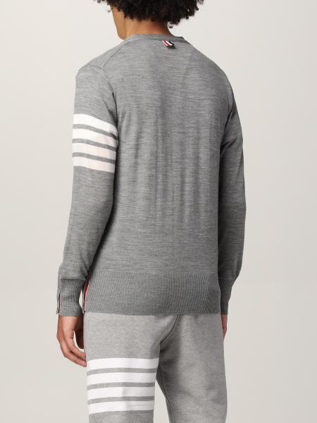 Thom Browne 4-bar Wool Fine Knit Cardigan In Gray