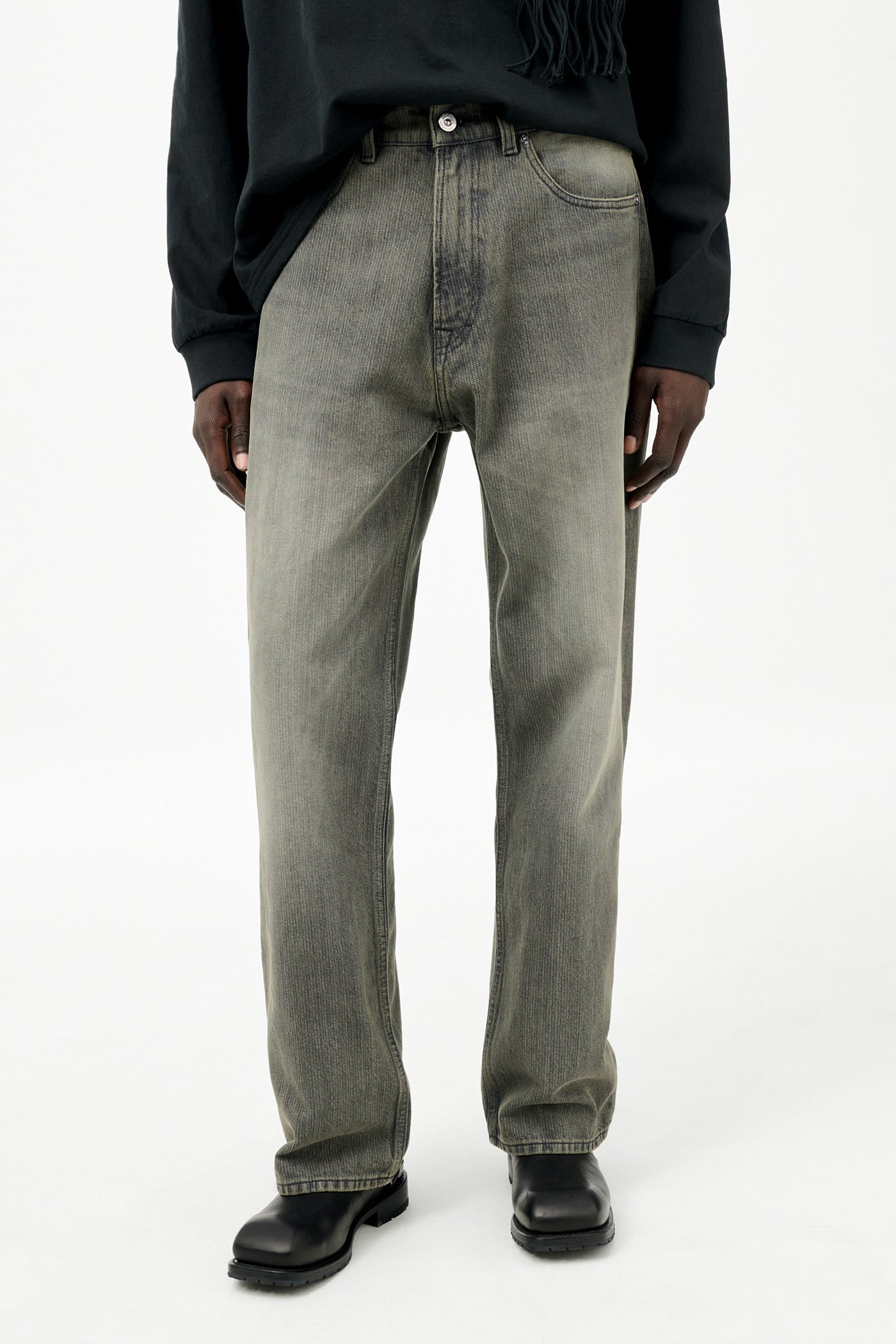 Our Legacy Third Cut Chain Twill Wide Straight Leg Jeans In Multi