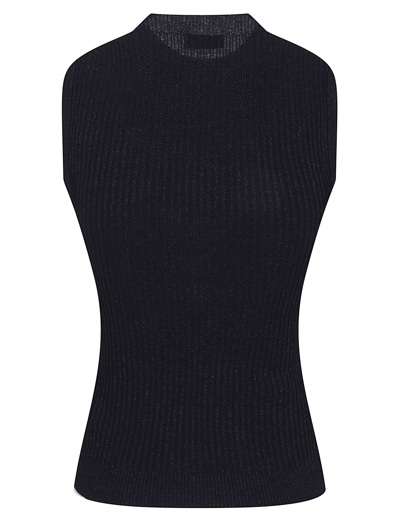 Peserico Textured Sleeveless Knit Top Shine In Black