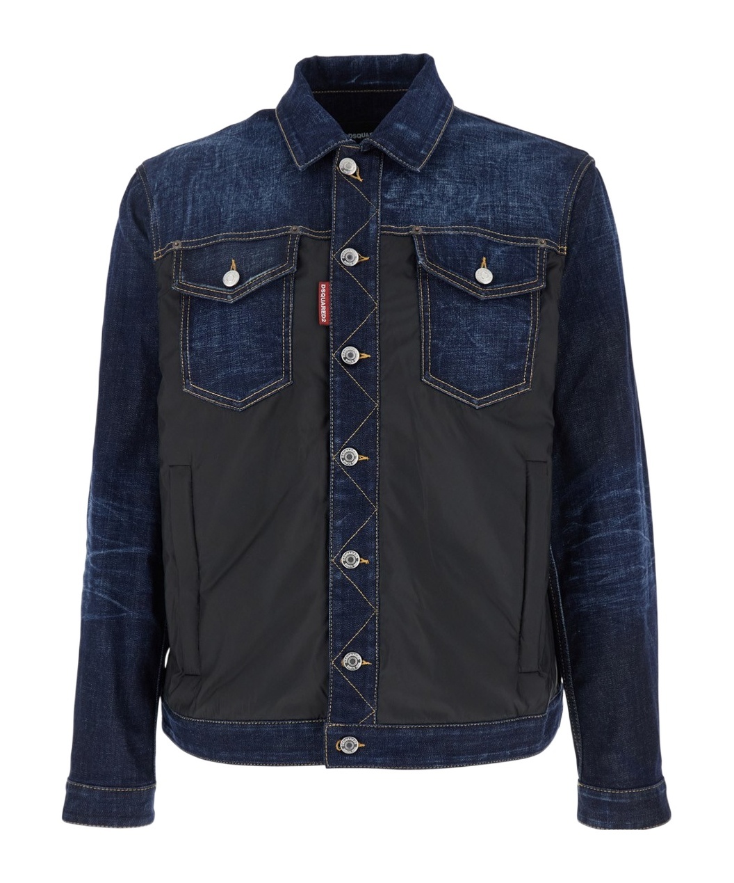 Dsquared2 Black Jacket With Classic Collar And Front And Rear Down Filled Panel In Dnim Man In Black