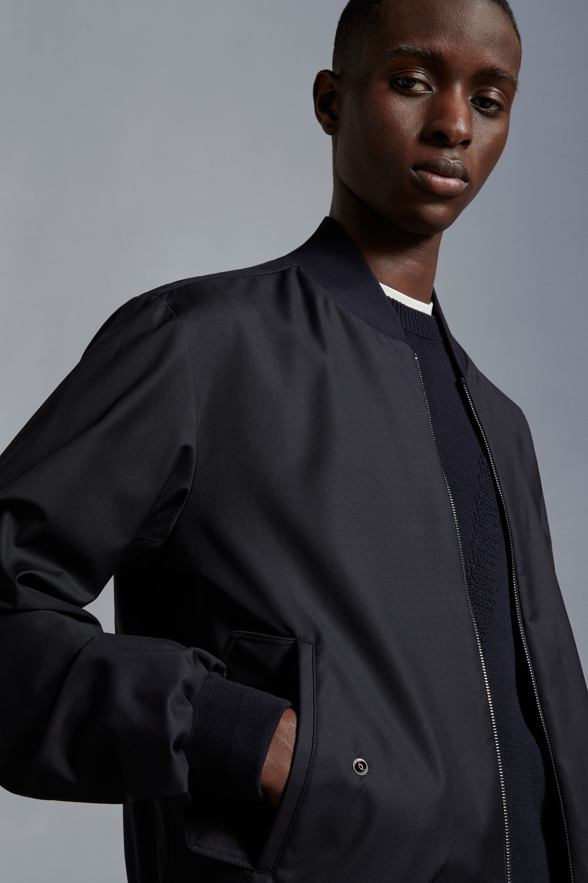 Moncler Barn Reversible Bomber Jacket In Blue