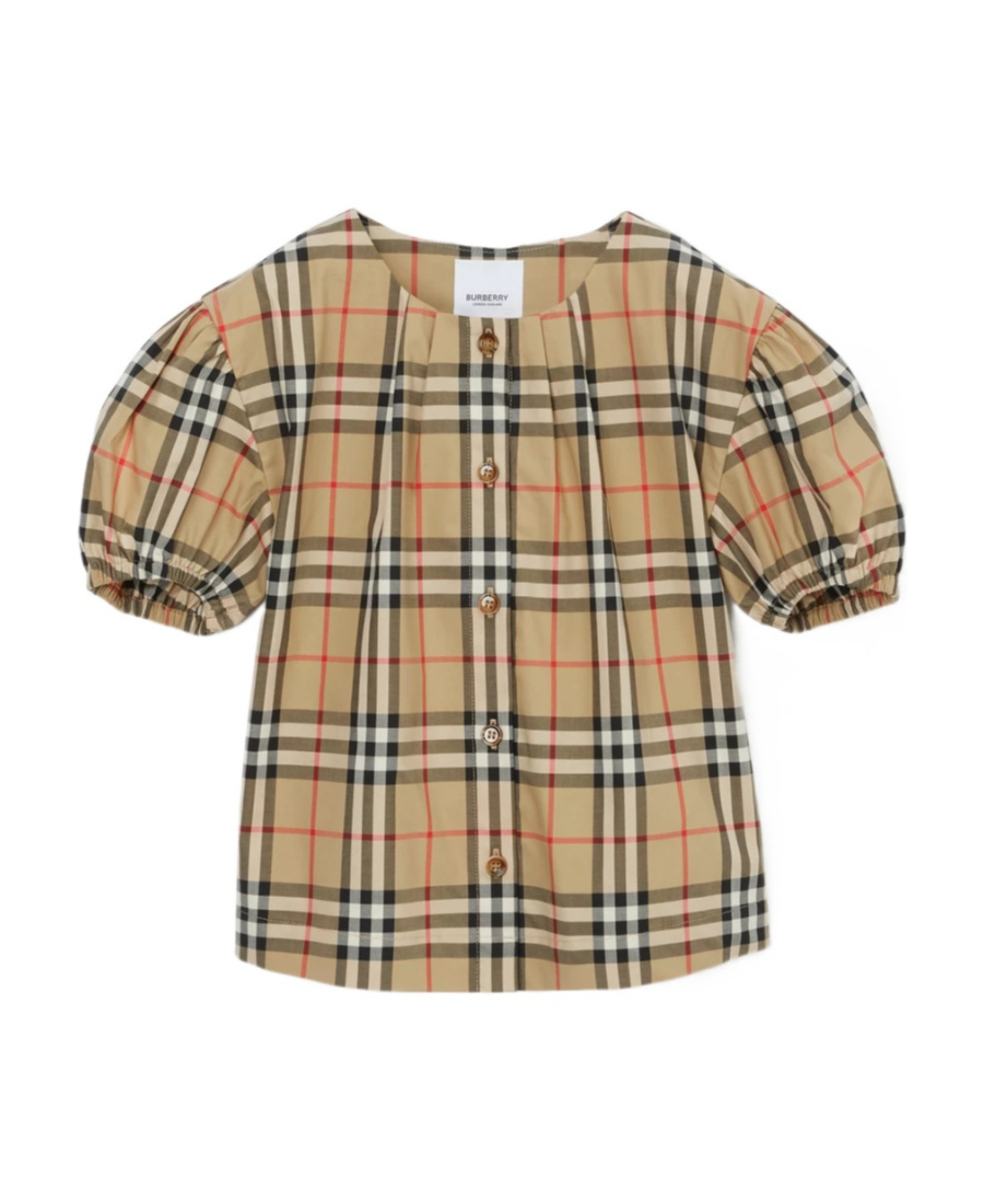 Burberry Sheryl Button-up Puff-sleeve Blouse In Nude