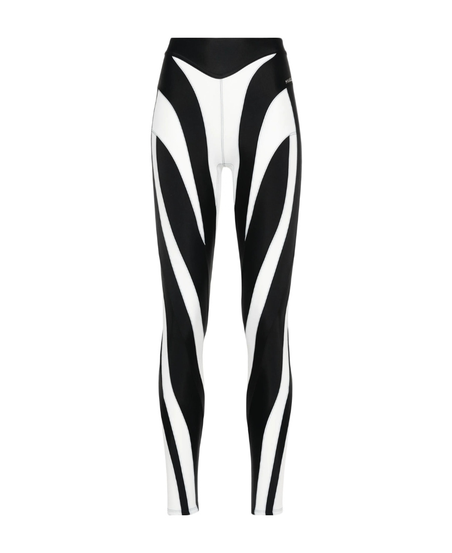 Mugler Spiral Panelled Leggings In Black