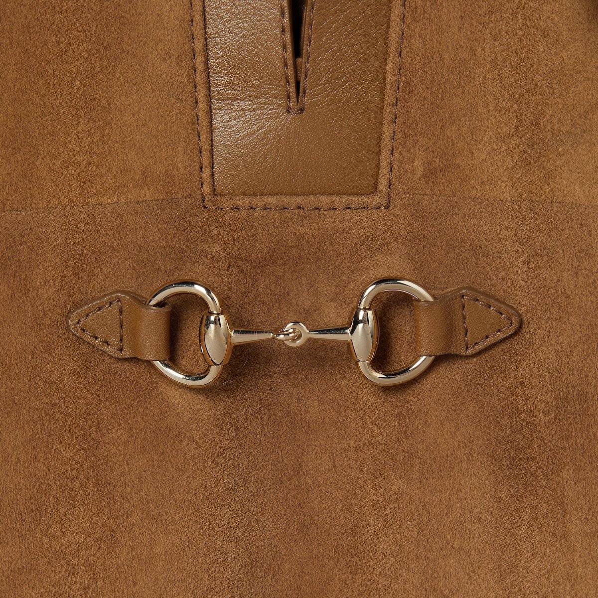 Gucci Suede V-neck Dress With Horsebit In Multi