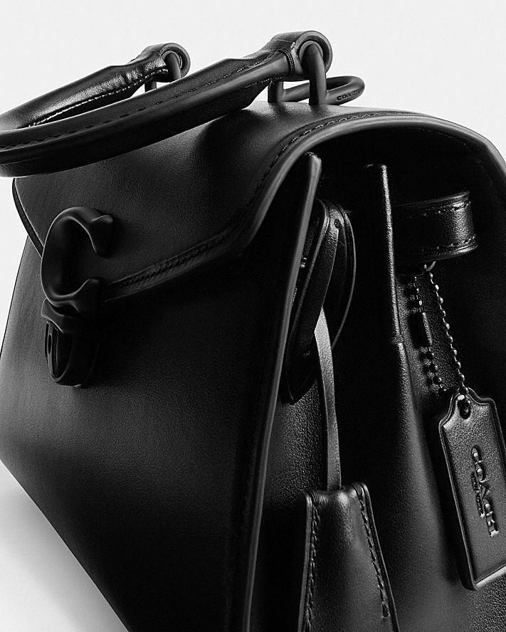 Coach Charter Leather Cross Body Bag In Black