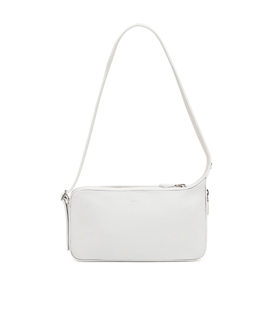 Courrèges Zipped Leather Shoulder Bag In White