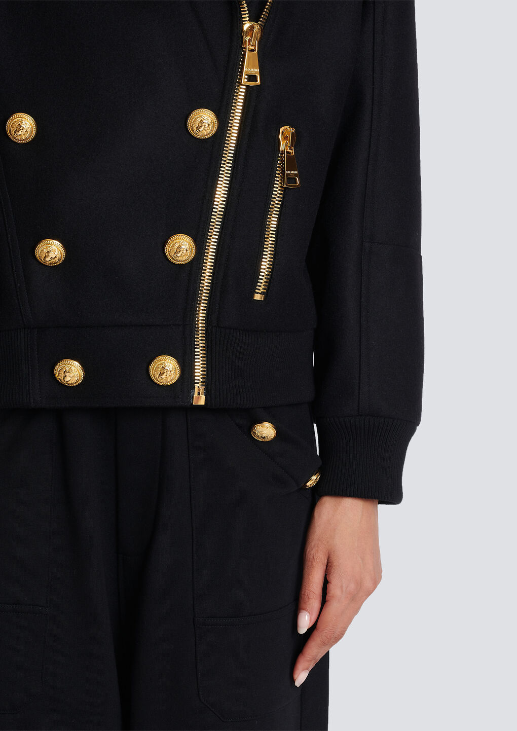 Balmain Zip-up Wool Jacket In Black