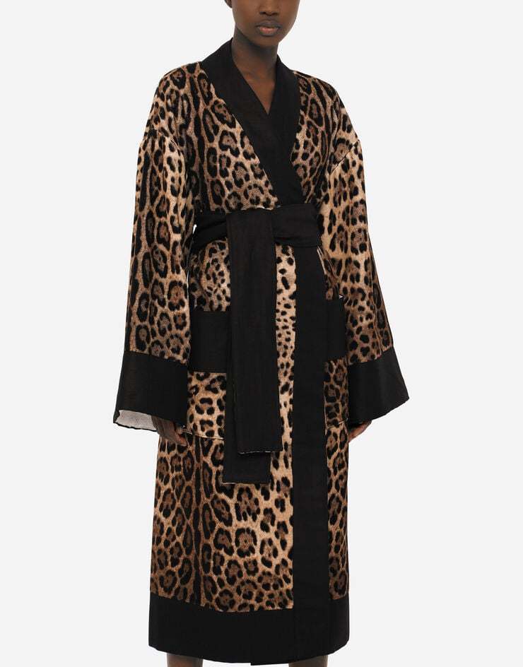 DOLCE & GABBANA DOLCE  GABBANA LEOPARD PRINTED BATH ROBE