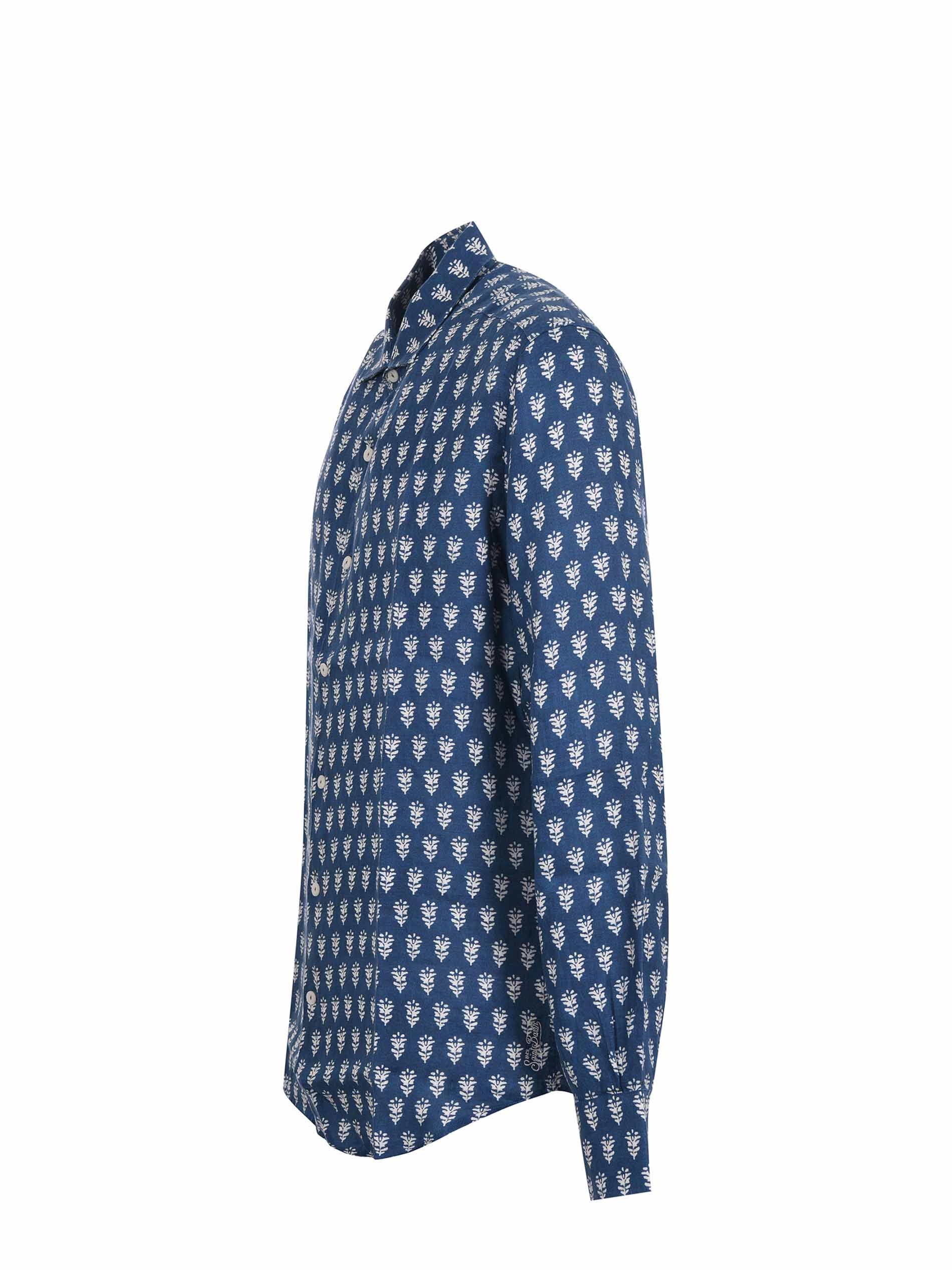 Mc2 Saint Barth Floral Printed Curved Hem Shirt In Blue