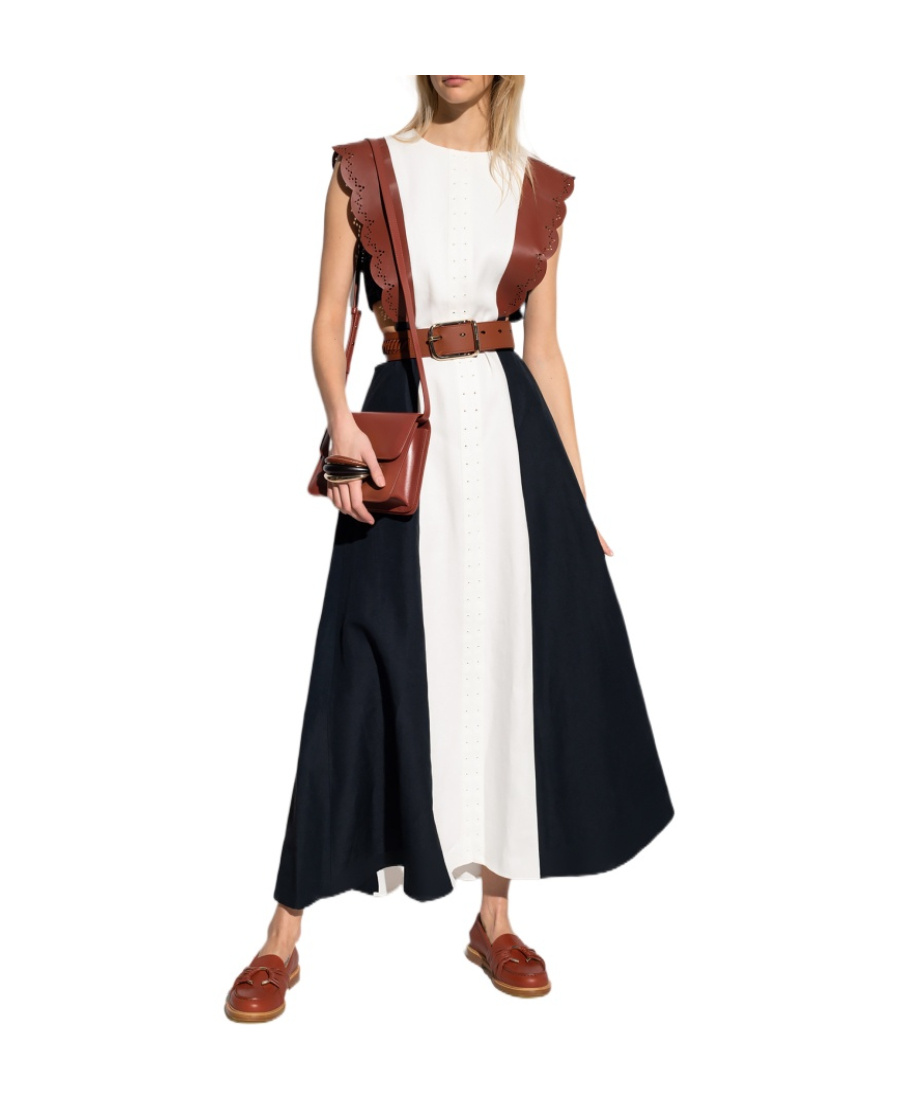 Chloé Chloe Soft Panama Aloe Linen Midi Drs M In White