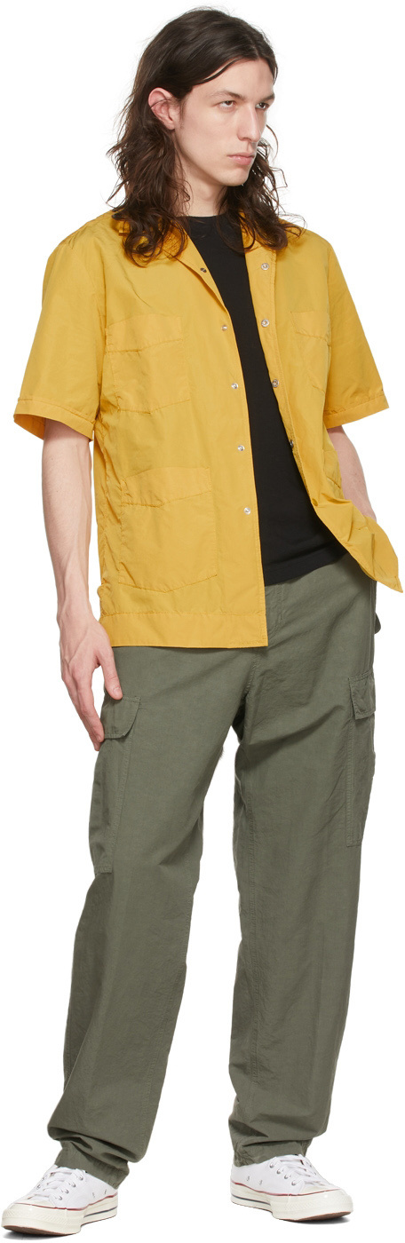 Aspesi Logo Lapel Short-sleeved Casual Jacket In Yellow