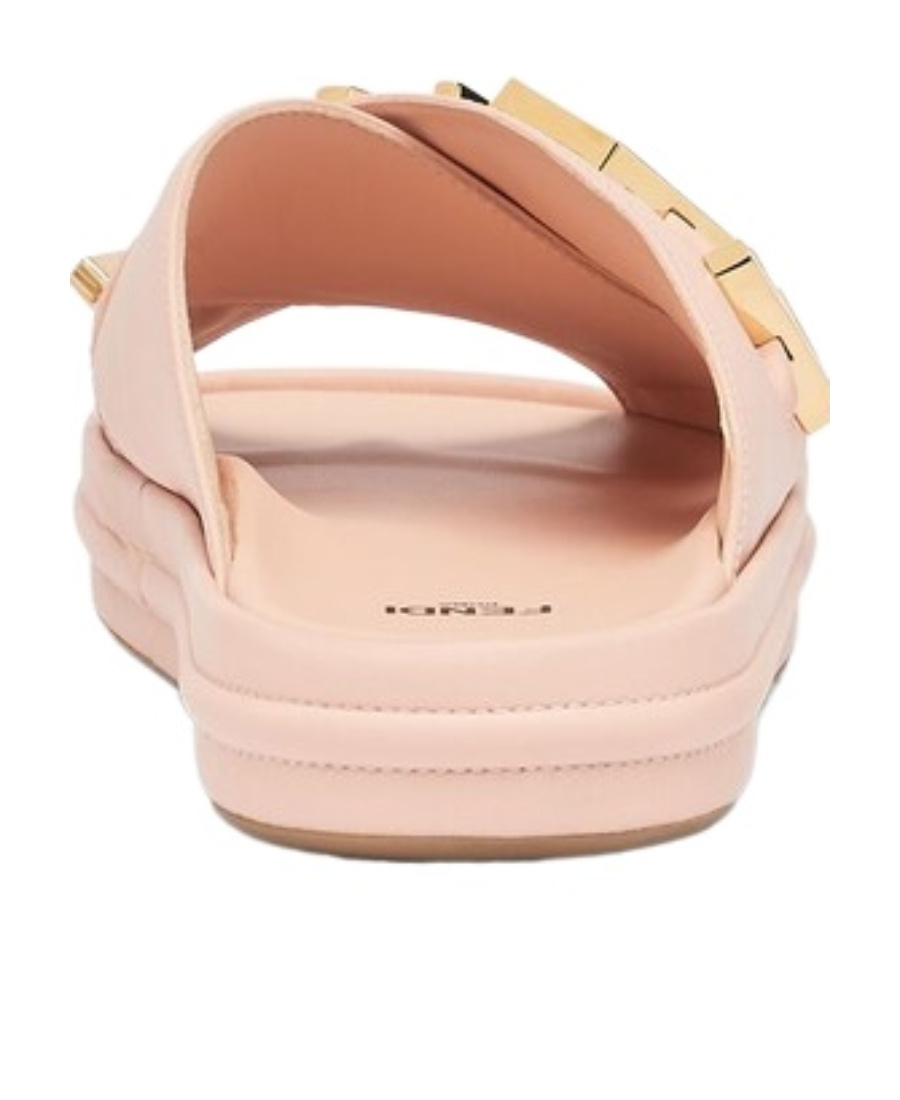 Fendi Lettering Logo Flat Slides In Pink