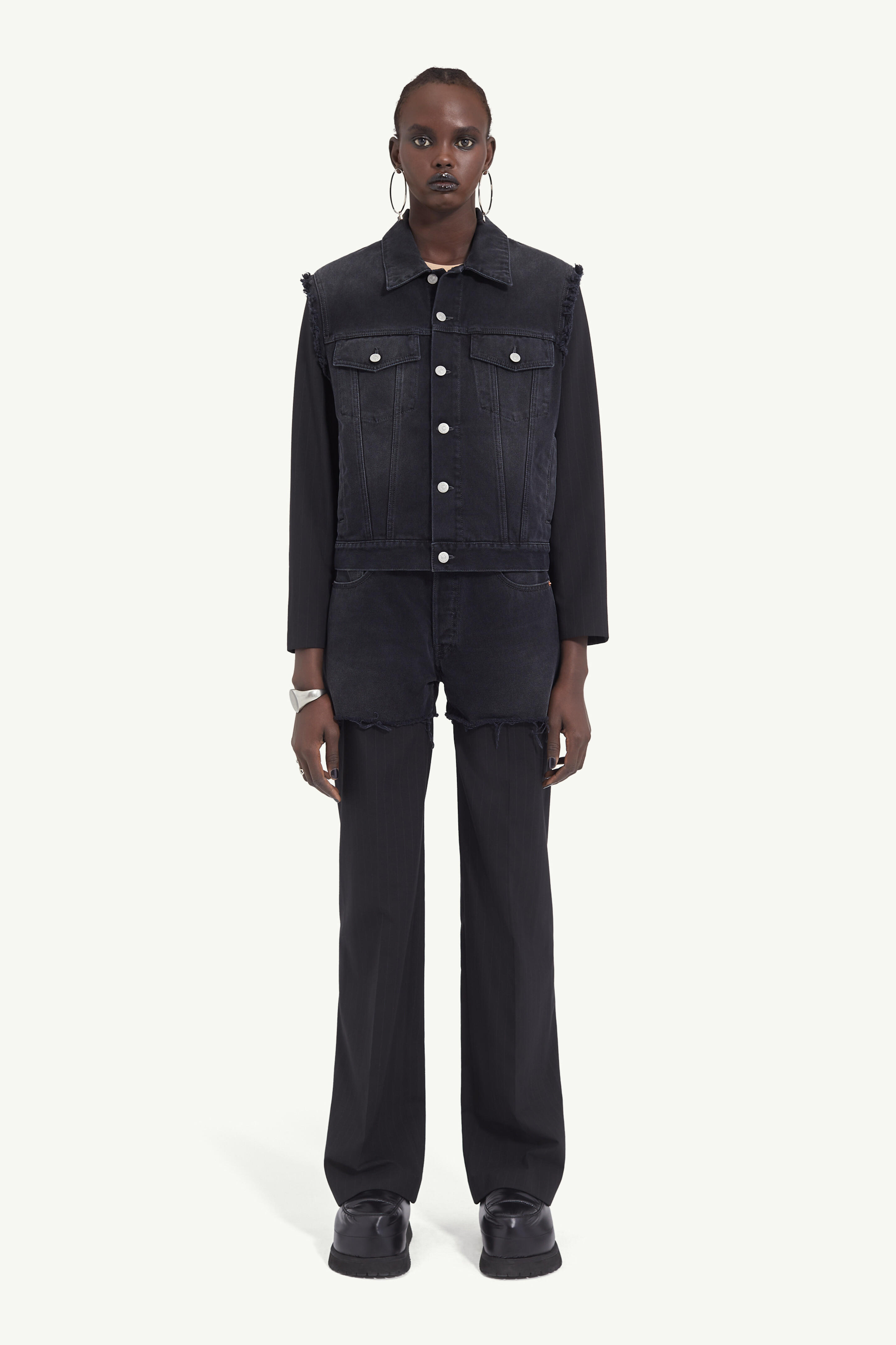 Shop Mm6 Maison Margiela Denim Jacket In Black