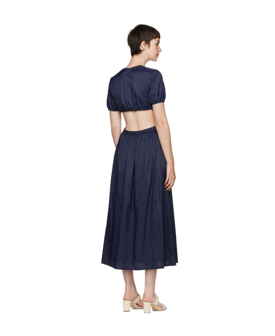 Staud Navy Calypso Midi Dress In Black