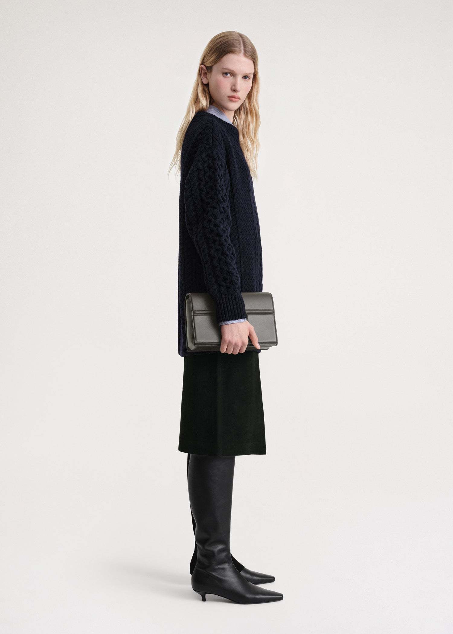 Totême Chunky Cable-knit Wool Jumper In Black